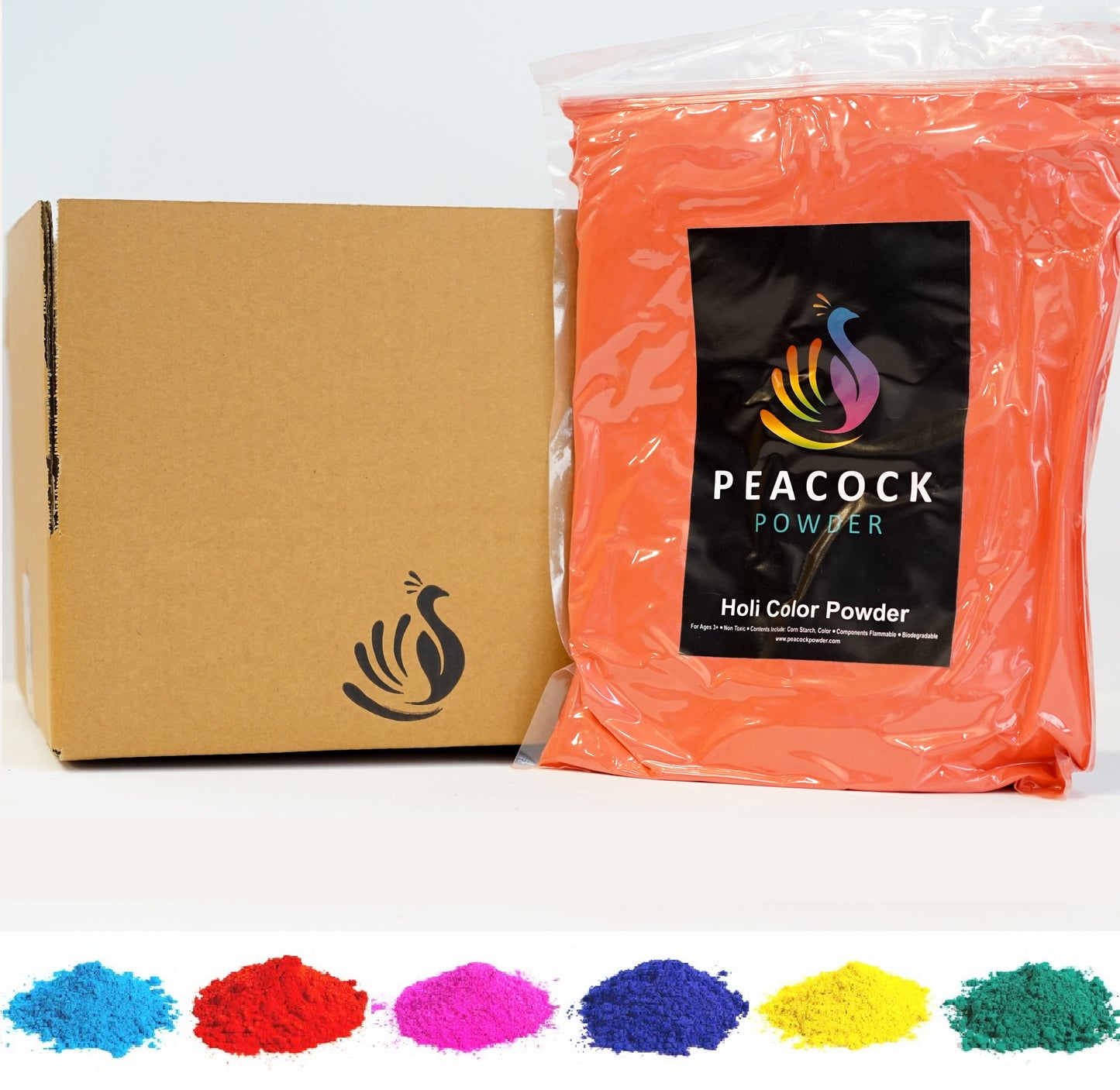 140lbs Bulk Holi Powder All Colors - 20lbs of 7 Colors