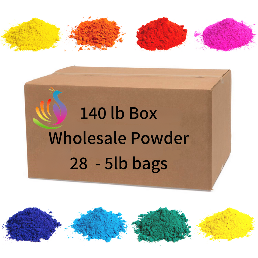 140lbs Bulk Holi Powder All Colors - 20lbs of 7 Colors