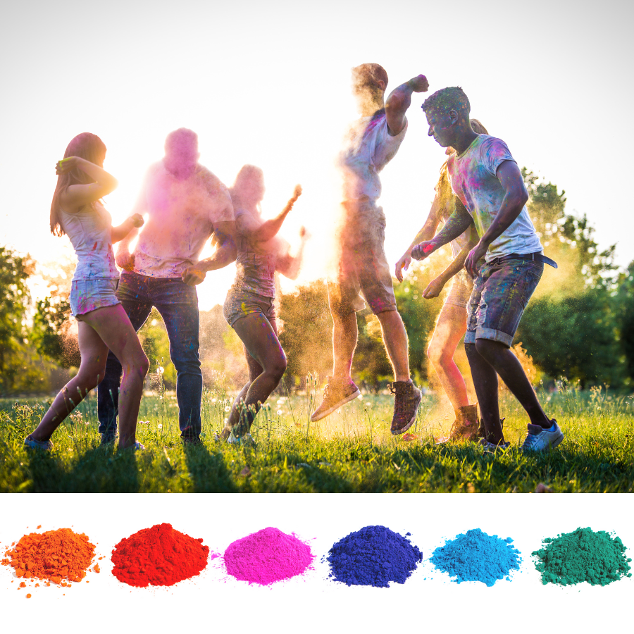 140lbs Bulk Holi Powder All Colors - 20lbs of 7 Colors – Peacock Powder