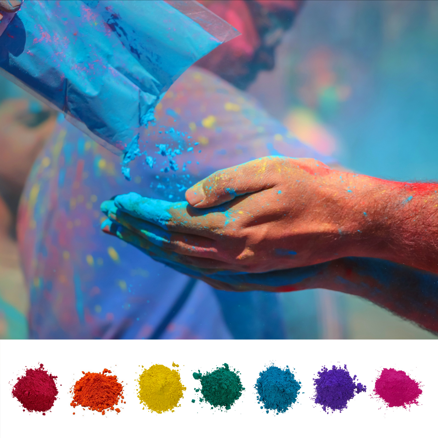 315lbs Bulk Holi Powder All Colors - 45lbs of 7 Colors